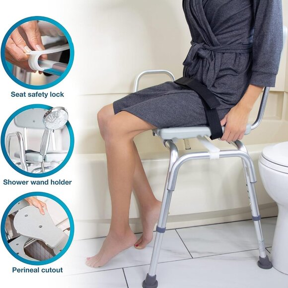 Heavy-duty Sliding Transfer Bench Shower Chair With Cut-out Seat and Adjustable - Picture 2 of 9